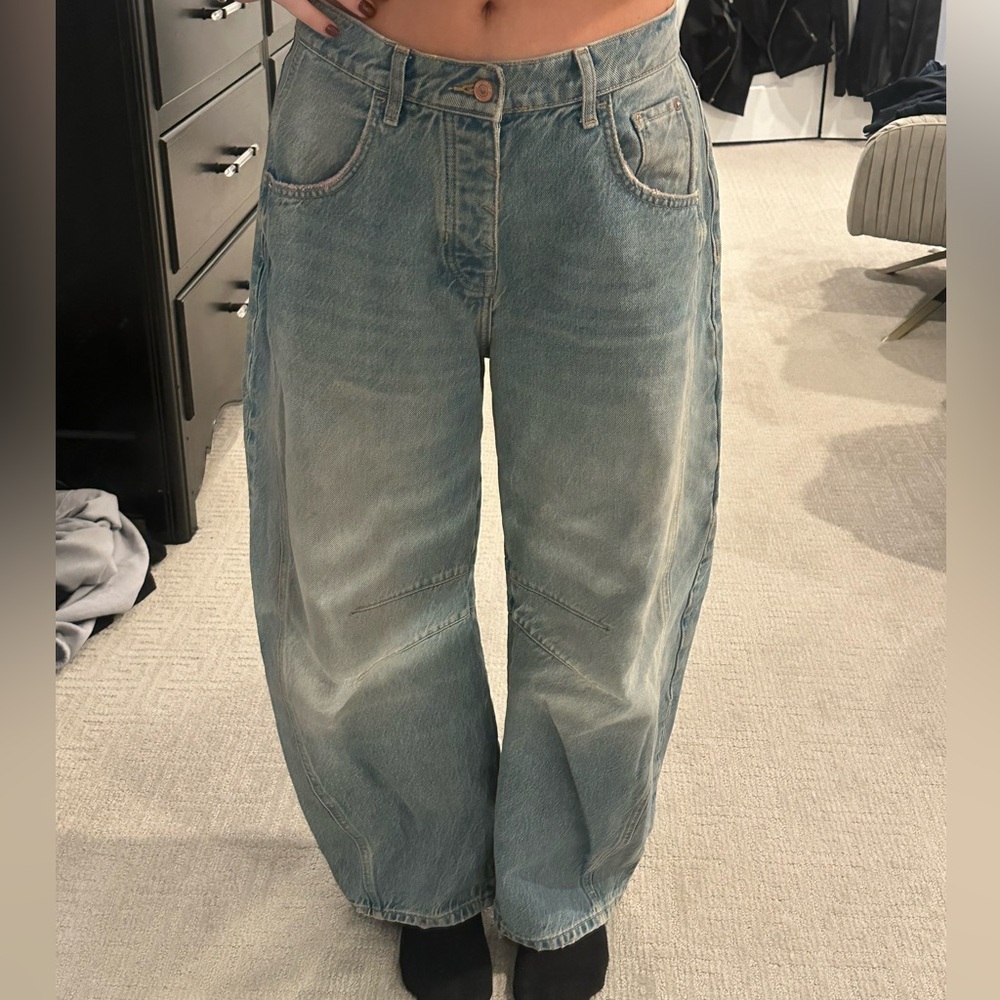 FREE PEOPLE GOOD LUCK MID-RISE BARREL JEANS